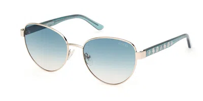 Guess Gu00101 32p Women's Sunglasses Gold Size 55 In Blue