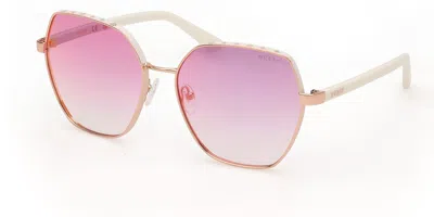 Guess Gu00108 21z Women's Sunglasses Gold Size 60 In Pink