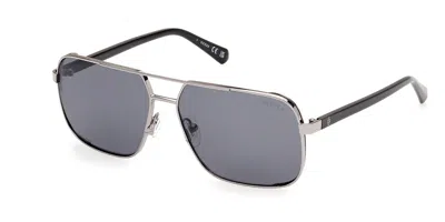 Guess Gu00119 Polarized 08d Men's Sunglasses Gunmetal Size 58 In Blue