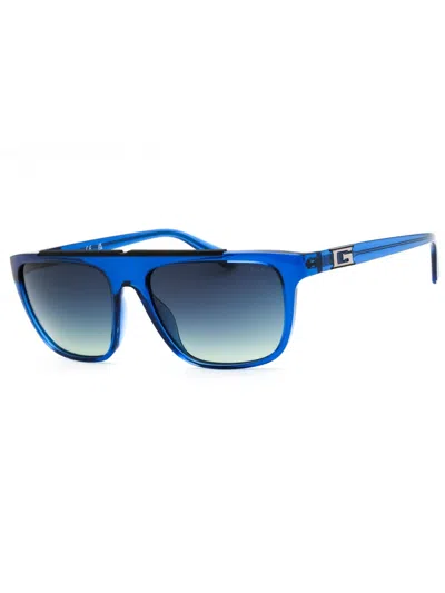 Guess Gu00122 Rectangular Men's Sunglasses In Injected Propionate In Blue