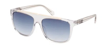 Guess Gu00123 26w Men's Sunglasses Clear Size 58 In Blue