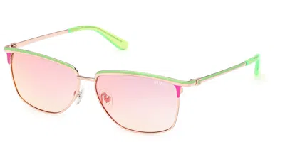 Guess Gu00133 95u Women's Sunglasses Gold Size 56 In Pink
