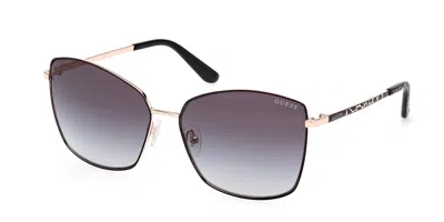 Guess Gu00149 02b Women's Sunglasses Black Size 59 In Metallic