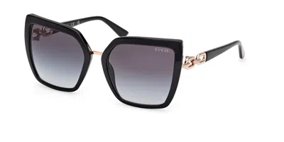 Guess Gu00160 01b Women's Sunglasses Black Size 55