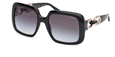 Guess Gu00161 01b Women's Sunglasses Black Size 56 In Orange