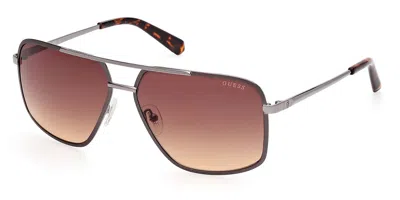 Guess Gu00167 09f Men's Sunglasses Gunmetal Size 60 In Pink