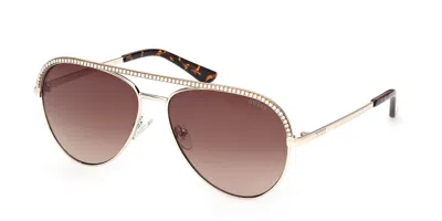 Guess Gu00271 32f Occhiali Da Sole Oro Per Donna In Brown