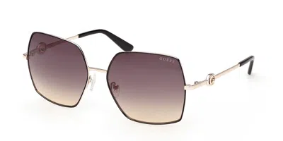 Guess Gu00285 05b Women's Sunglasses Gold Size 58 In Black