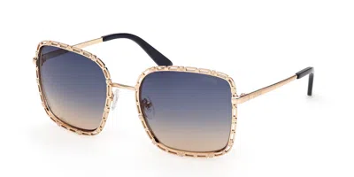 Guess Gu00296 32w Women's Sunglasses Gold Size 55 In Pink