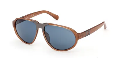 Guess Gu00303 42v Men's Sunglasses Orange Size 59 In Blue