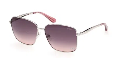Guess Gu00308 10b Women's Sunglasses Silver Size 60 In Purple