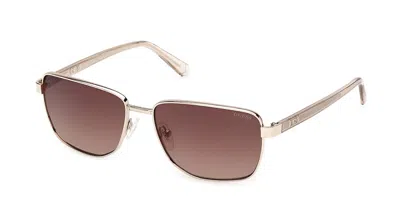 Guess Gu00312 32f Men's Sunglasses Gold Size 58 In Brown