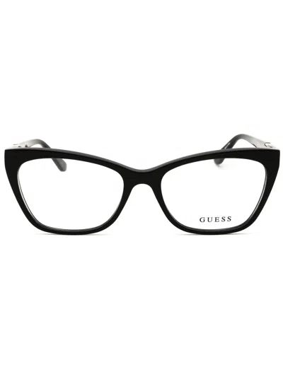 Guess Gu2811 Eyeglasses In Shiny Black/clear Demo Lens