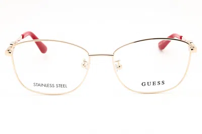 Guess Gu2962-d Eyeglasses In 032 - Pale Gold/clear Demo Lens
