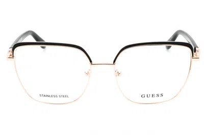 Guess Gu2983 Eyeglasses In Dark Brown/other/clear Demo Lens