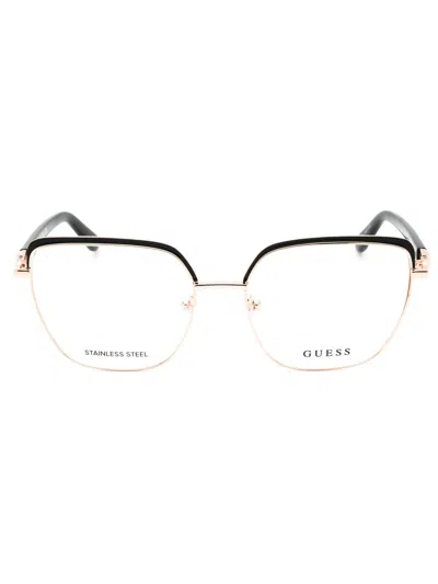 Guess Gu2983 Eyeglasses In Shiny Black / Clear