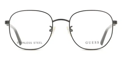 Guess Gu50067-d Asian Fit Men's Glasses, Black, Size 52 In Silver