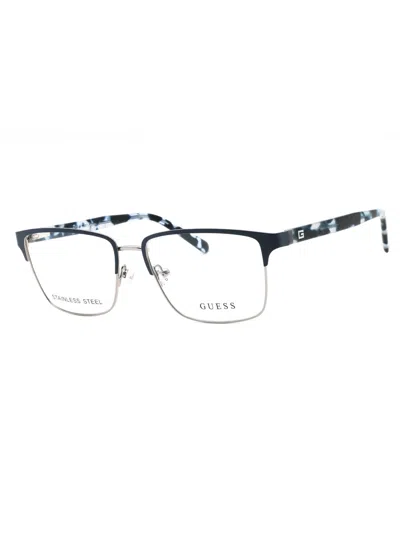Guess Gu50070 Rectangular Eyeglasses For Men In Metallic