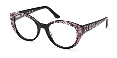Guess Gu50127 Women's Glasses, Black, Size 53 In Animal Print