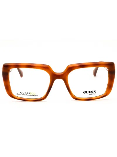 Guess Gu50152 Eyeglasses In Blonde Havana / Clear