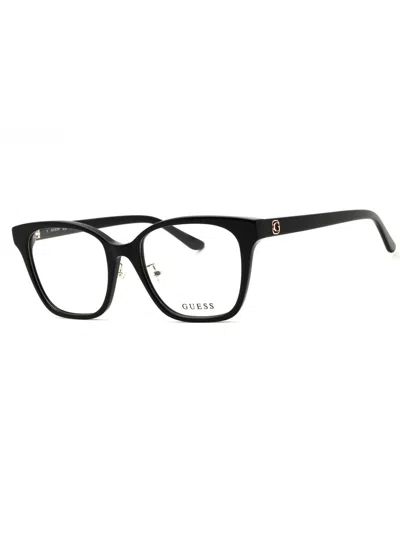 Guess Gu50153-d Eyeglasses In 001 - Shiny Black/clear Demo Lens