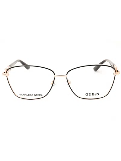 Guess Gu50179 Eyeglasses In 028 - Shiny Rose Gold/clear Demo Lens