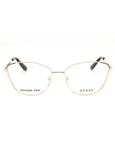 Guess Gu50224 Eyeglasses In 059 - Beige/other/clear Demo Lens