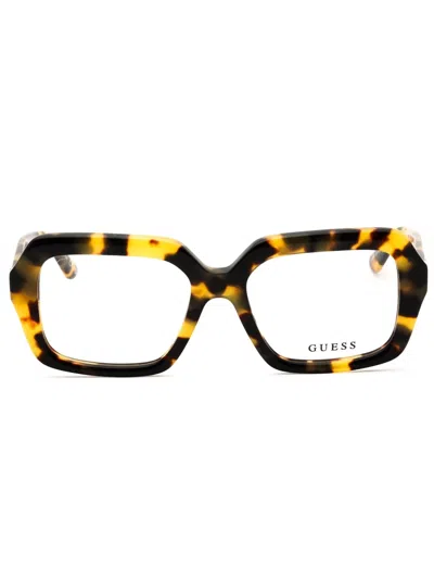Guess Gu50226 Eyeglasses In Blonde Havana / Clear