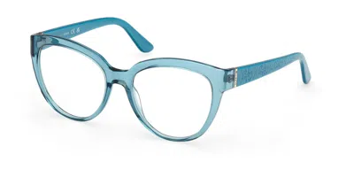 Guess Gu50232 087 Women's Glasses Blue Size 54 - Free Lenses - Blue Light Block Available In Transparent Shiny Turquoise Blue