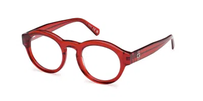 Guess Gu50237 066 Men's Glasses Red Size 47 - Free Lenses - Blue Light Block Available In Transparent Shiny Dark Red