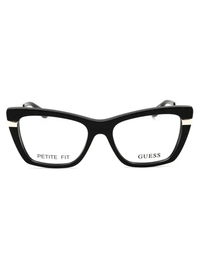 Guess Gu50246 Eyeglasses In Shiny Black/clear Demo Lens