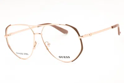 Guess Gu50247 Aviator Metal Eyeglasses In Rose Gold