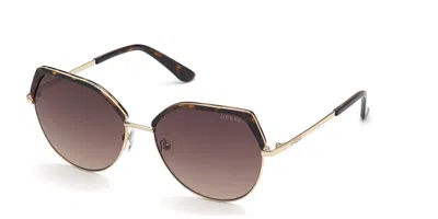 Guess Gu7736 52f Women's Sunglasses Tortoiseshell Size 58 In Gold