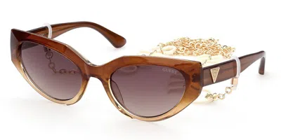 Guess Gu7787 47f Women's Sunglasses Brown Size 57
