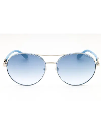 Guess Gu7791-s Sunglasses In Shiny Light Nickeltin / Gradient Blue