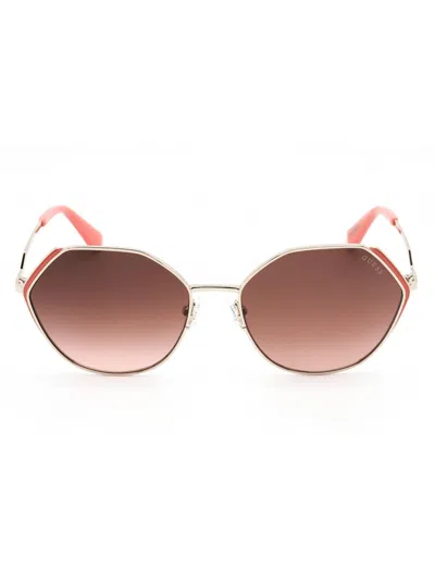 Guess Gu7842 Sunglasses In Gold / Gradient Brown