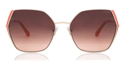 Guess Gu7843 32f Women's Sunglasses Gold Size 61 In Brown Gold