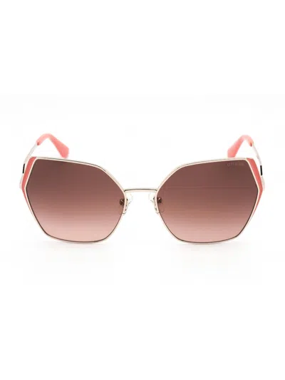 Guess Gu7843 Sunglasses In Gold / Gradient Brown