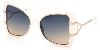 Guess Gu7853 25w Women's Sunglasses White Size 58 In Neutral