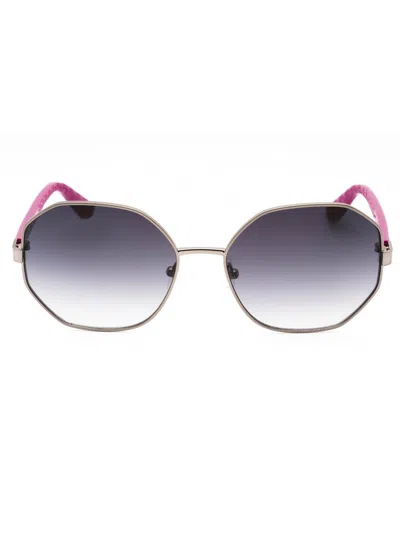 Guess Gu7880-h Sunglasses In Shiny Light Nickeltin / Gradient Smoke