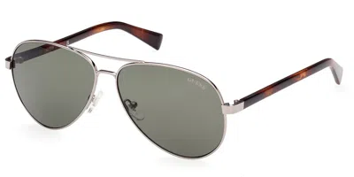 Guess Gu8279 08n Men's Sunglasses Silver Size 58 In Metallic