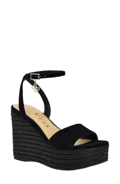 Guess Gweverly Platform Wedge Sandal In Black