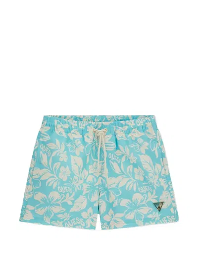 Guess Kids'  Boys Hawaiian Swim Shorts In Blue