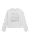 Guess Heart-leopard Print Long-sleeve T-shirt In White
