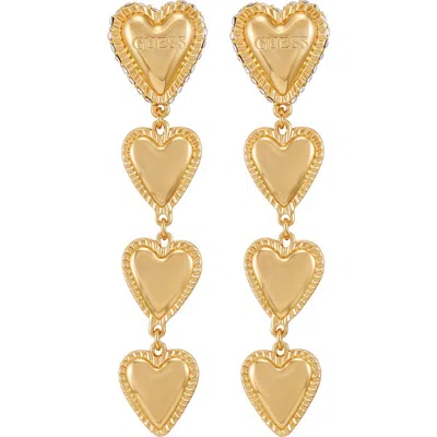 Guess Heart Pavé Drop Earrings In Gold