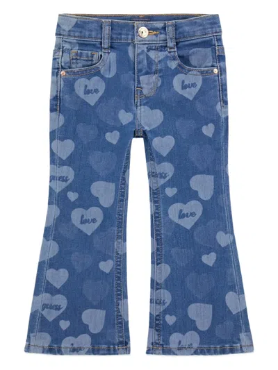 GUESS HEART-PRINT FLARED JEANS