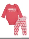 Guess Baby Girl Printed Long Sleeve Coverall In Pink