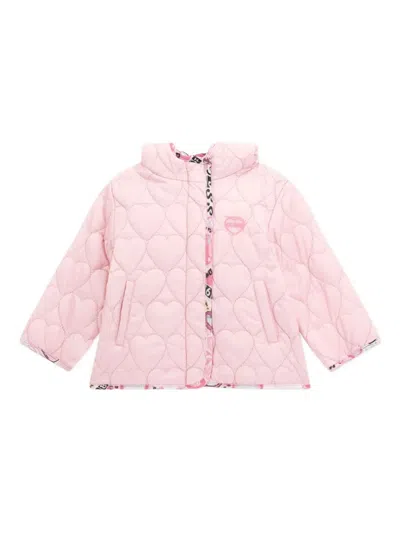 Guess Babies' Heart-quilted Hooded Jacket In Pink