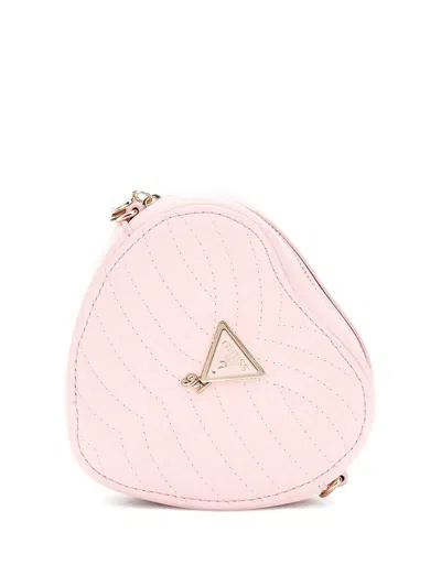 Guess Kids' Heart-shaped Quilted Shoulder Bag In Pink