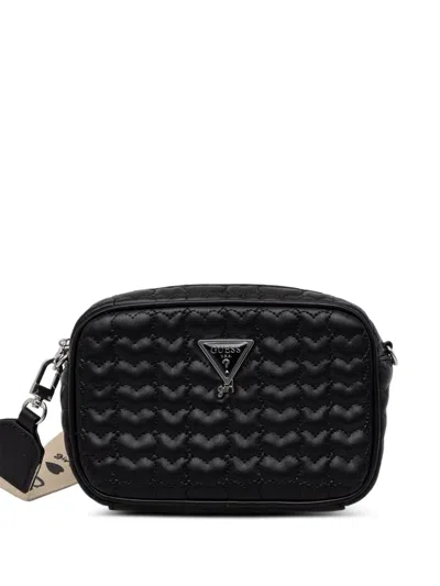 Guess Kids' Heart-quilted Cross Body Bag In Black